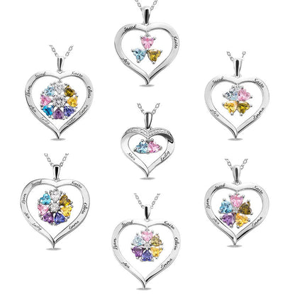 💕Personalized Names Heart Necklace With Birthstones