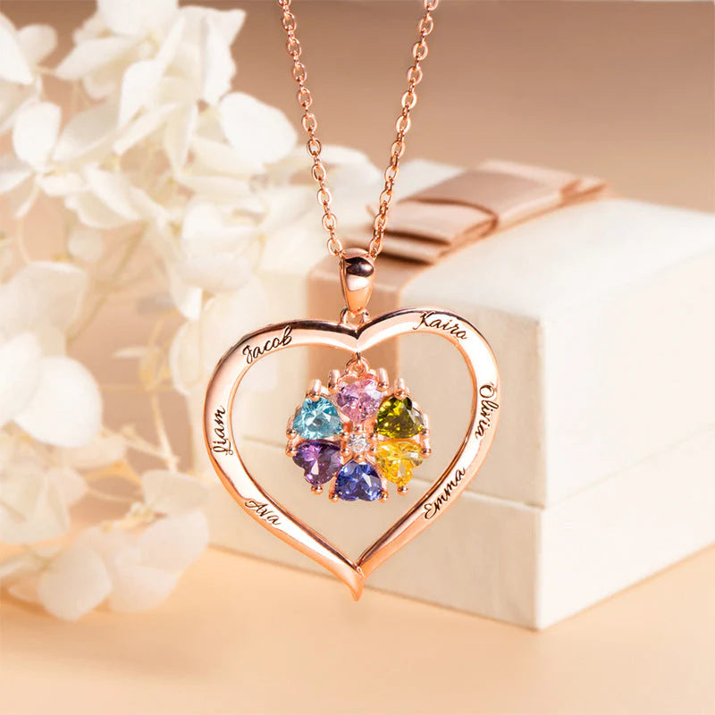 💕Personalized Names Heart Necklace With Birthstones