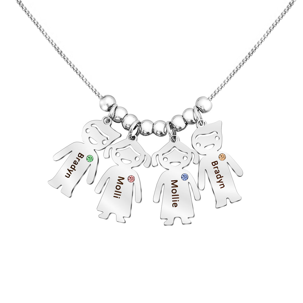 💕Mother's necklace with engravable birthstone children's charms