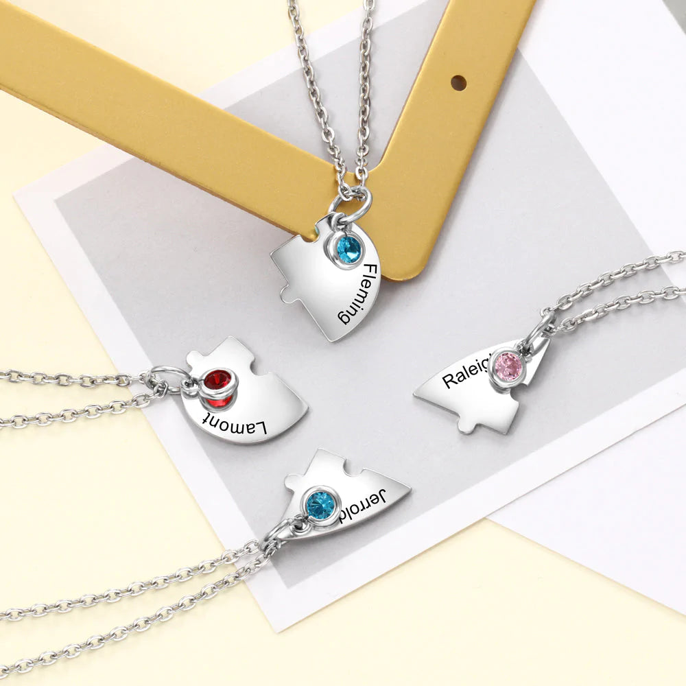 💕Heart Pendant Puzzle Necklace with Birthstone