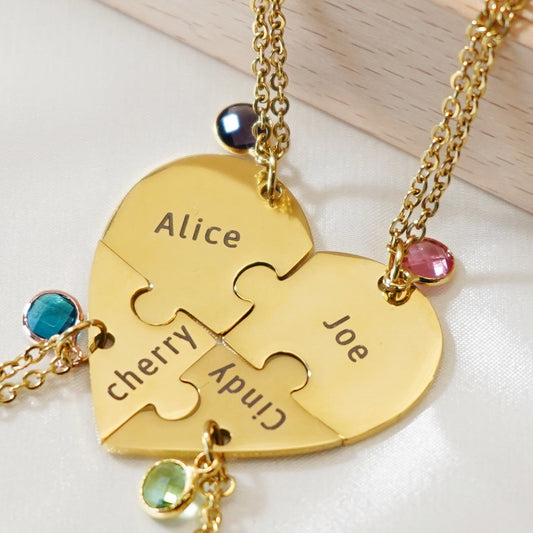 💕Heart Pendant Puzzle Necklace with Birthstone