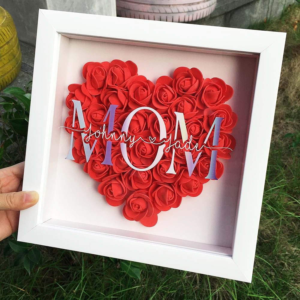 🖼️Custom Mom Flower Shadow Box With Kids Name For Mother's Day